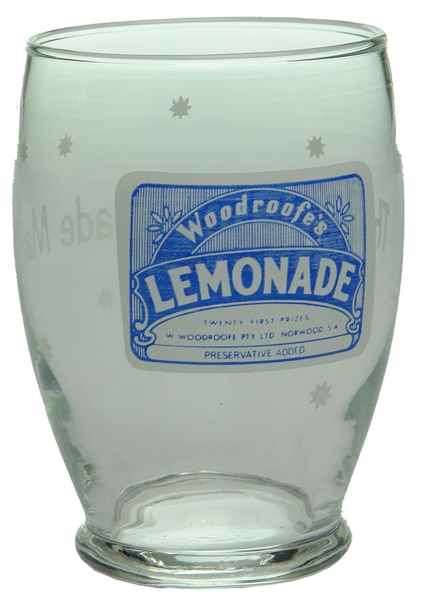 Woodroofes Lemonade Advertising Glass