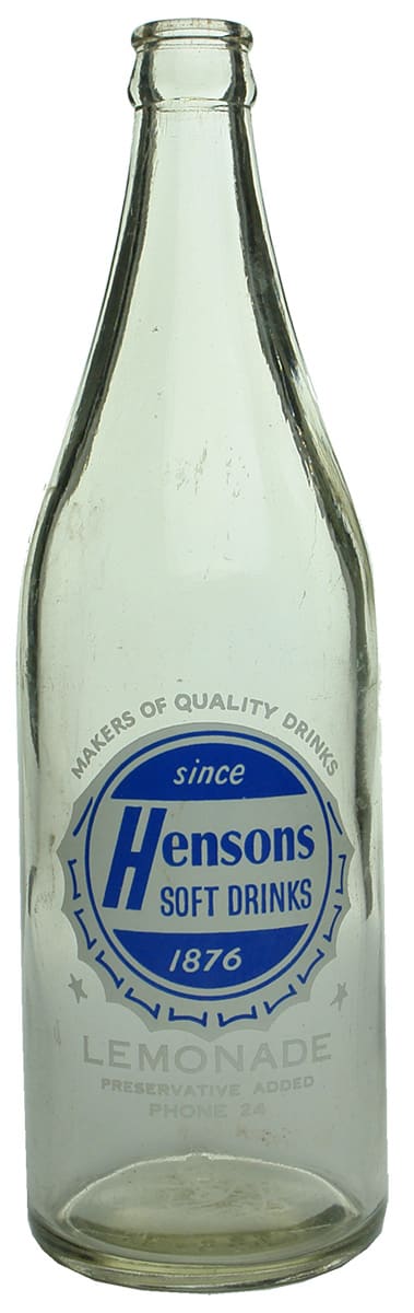 Hensons Soft Drinks Ceramic Label Bottle