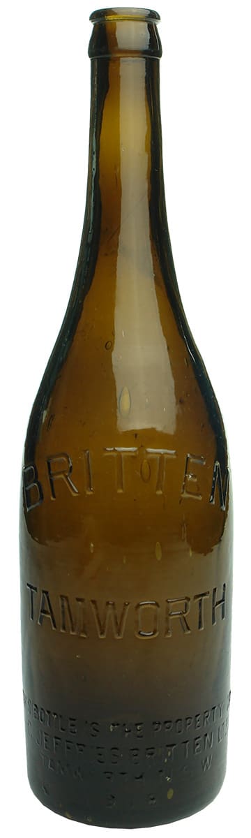 Britten Tamworth 1918 Antique Beer Bottle
