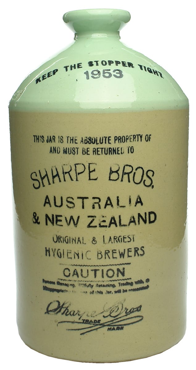 Green Top Sharpe Bros Australia New Zealand Demijohn