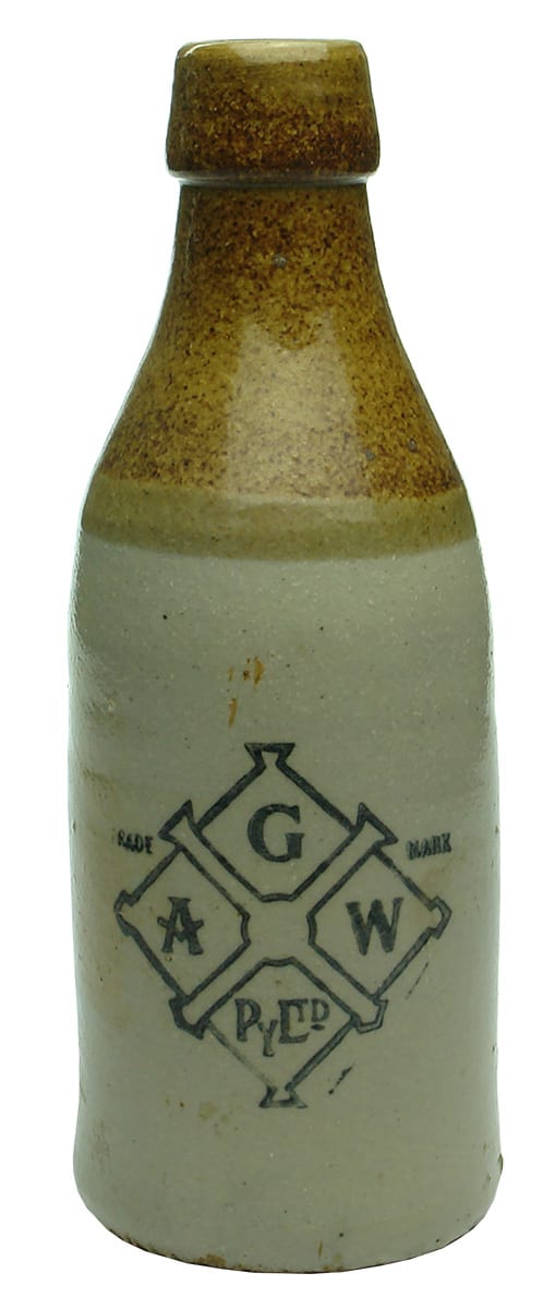 Geelong Aerated Waters Stoneware Ginger Beer Bottle