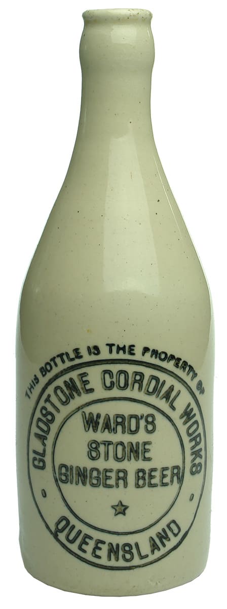Gladstone Cordial Works Ward's Stoneware Ginger Beer Bottle