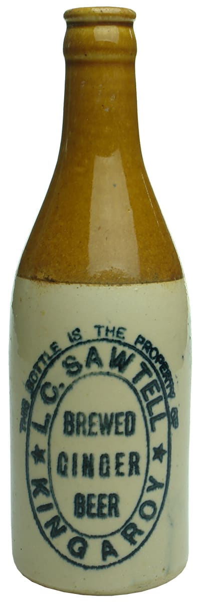 Sawtell Brewed Ginger Beer Kingaroy Stoneware Bottle
