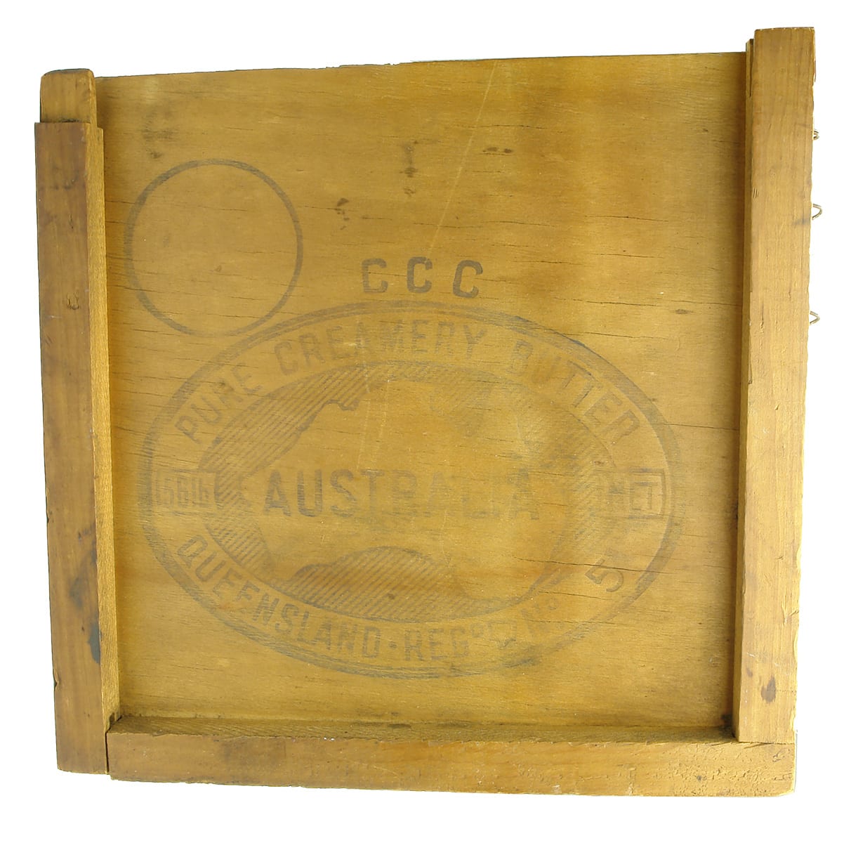 Pure Creamery Butter Queensland Wooden Box End