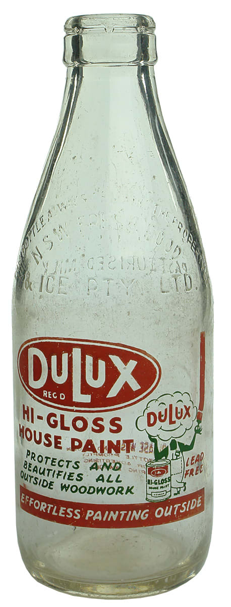 Dulux Vintage Ceramic Label Advertising Milk Bottle