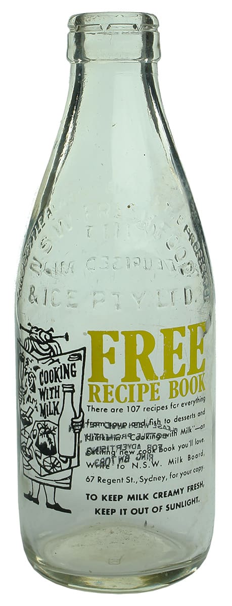 Free Recipe Book Vintage Ceramic Label Advertising Milk Bottle