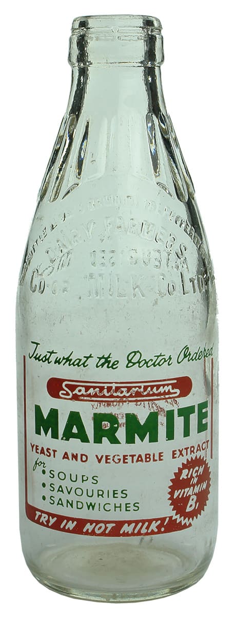 Marmite Vintage Ceramic Label Advertising Milk Bottle