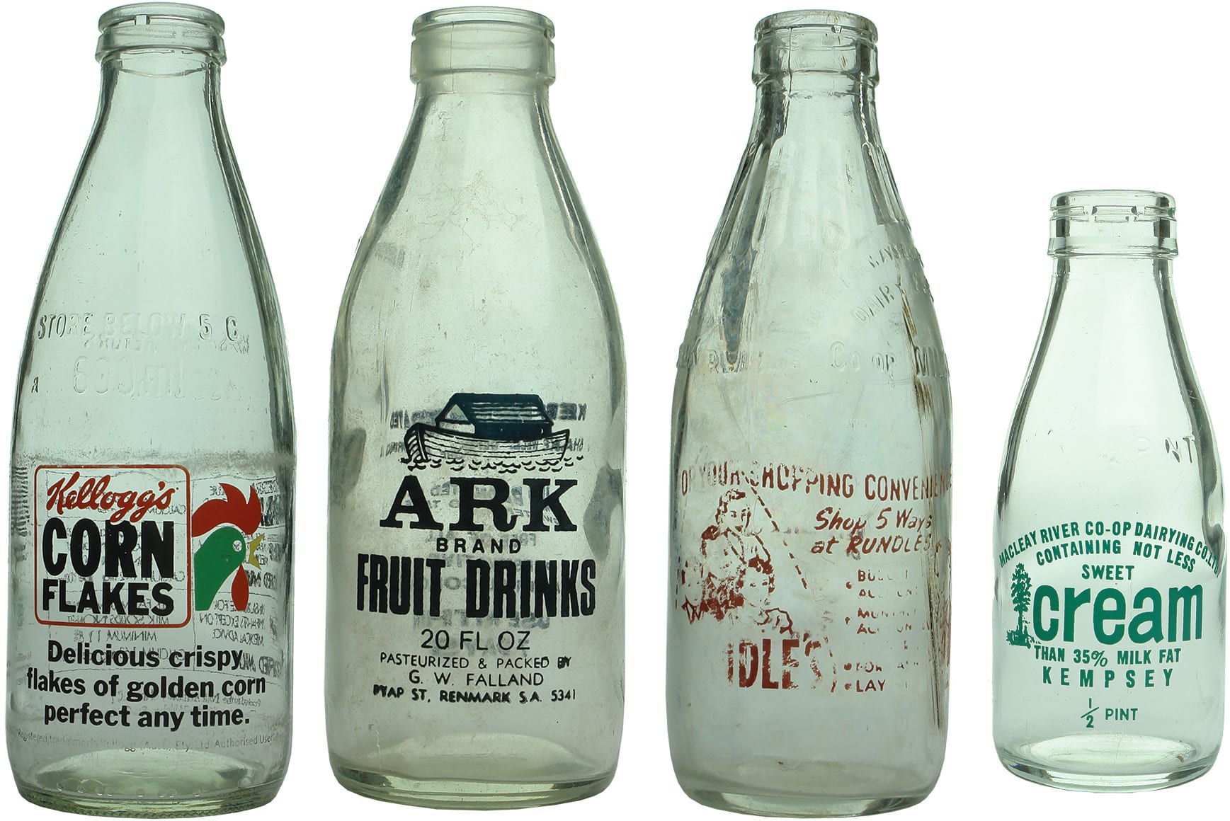 Vintage Ceramic Label Milk Bottles