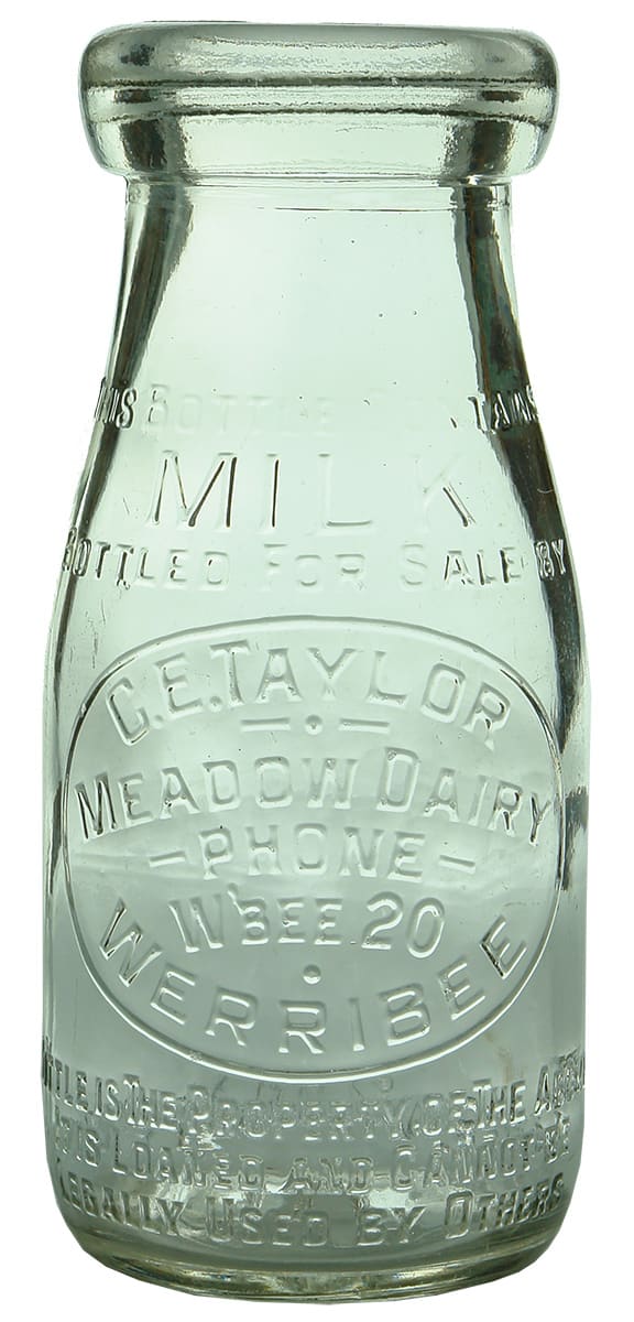 Taylor Meadow Dairy Werribee Milk Bottle