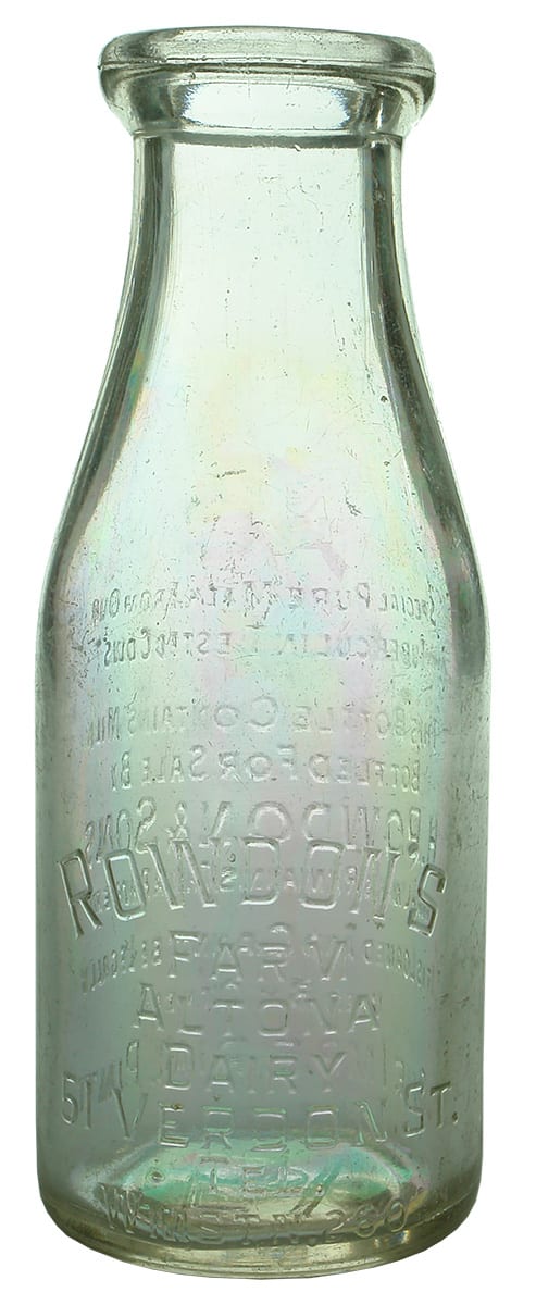 Rowdon Altona Dairy Williamstown Milk Bottle