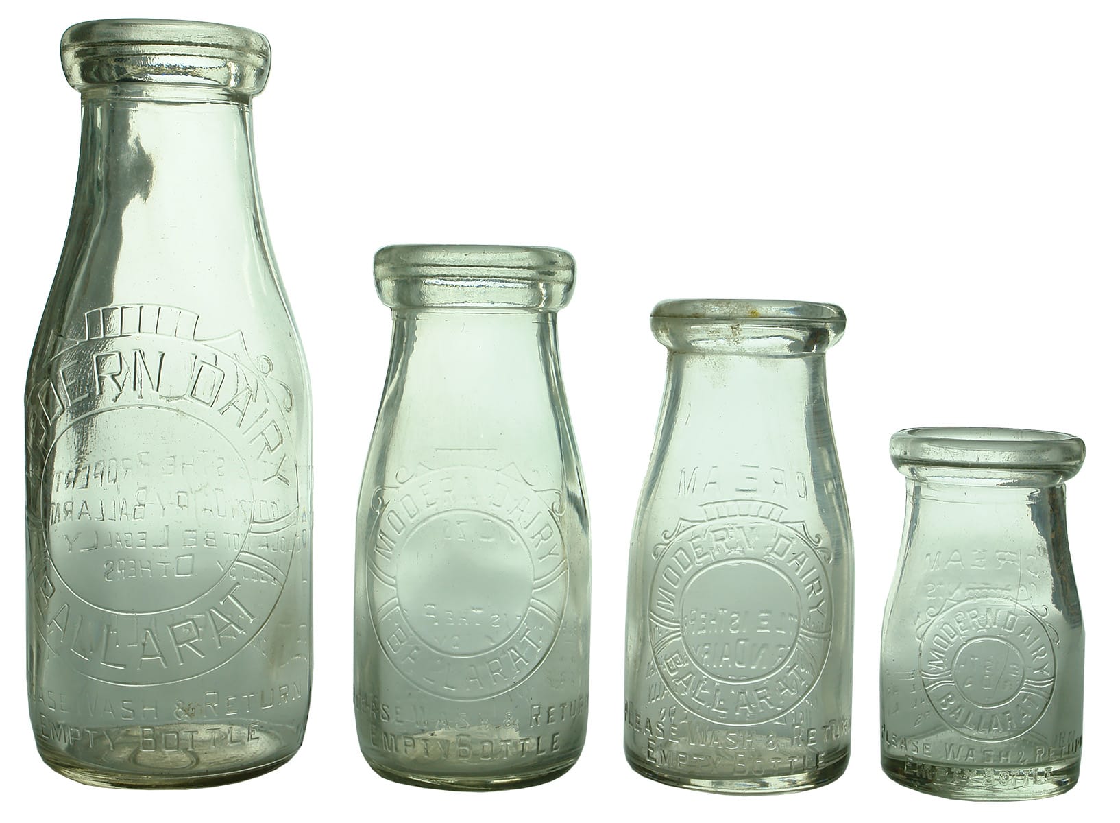 Vintage Milk Cream Embossed Bottles