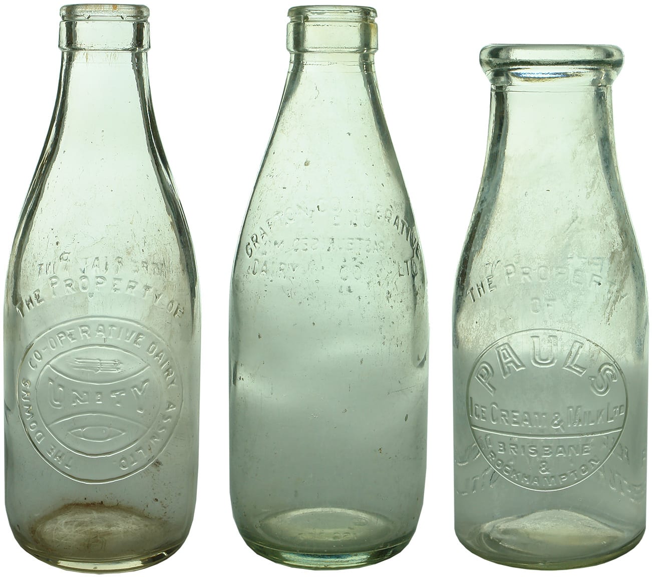 Vintage Milk Cream Embossed Bottles