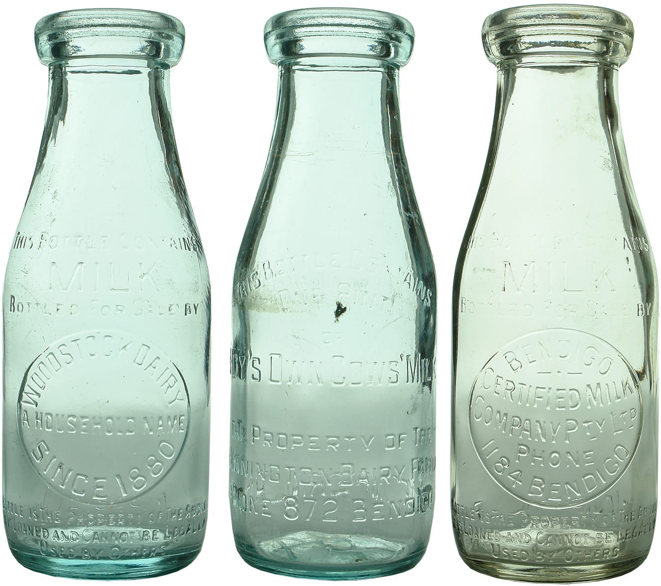 Vintage Milk Cream Embossed Bottles