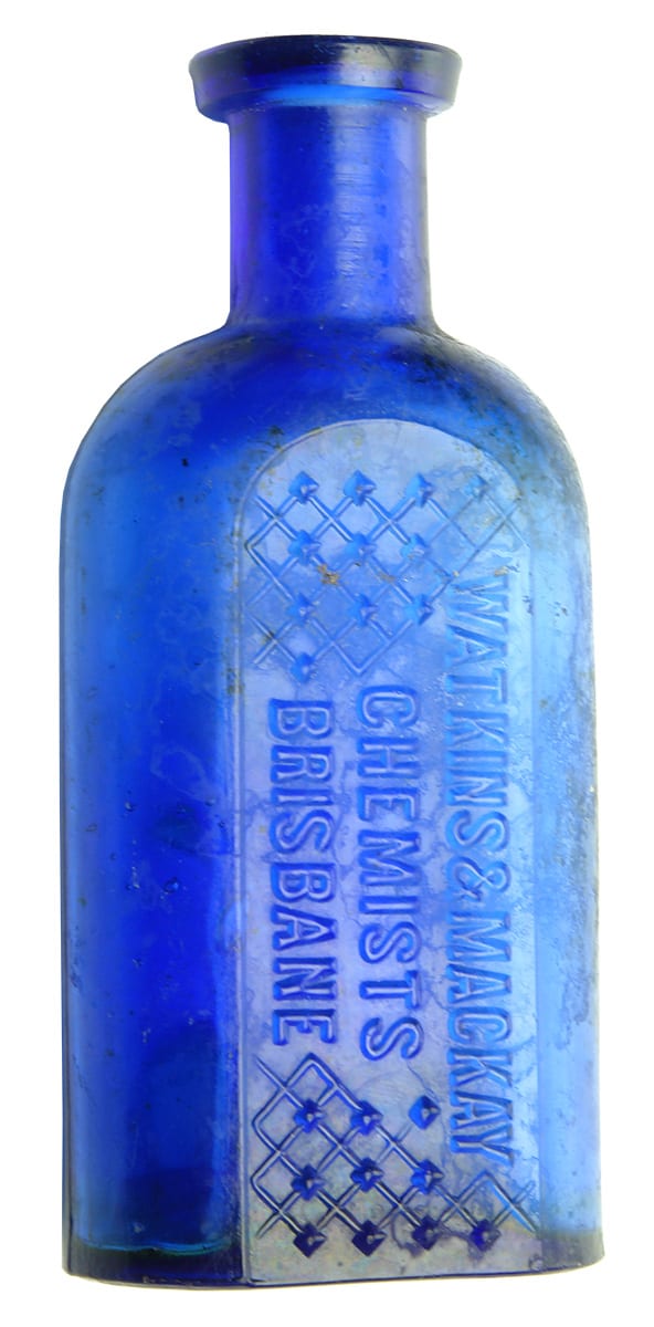 Watkins Mackay Brisbane Antique Blue Poison Bottle