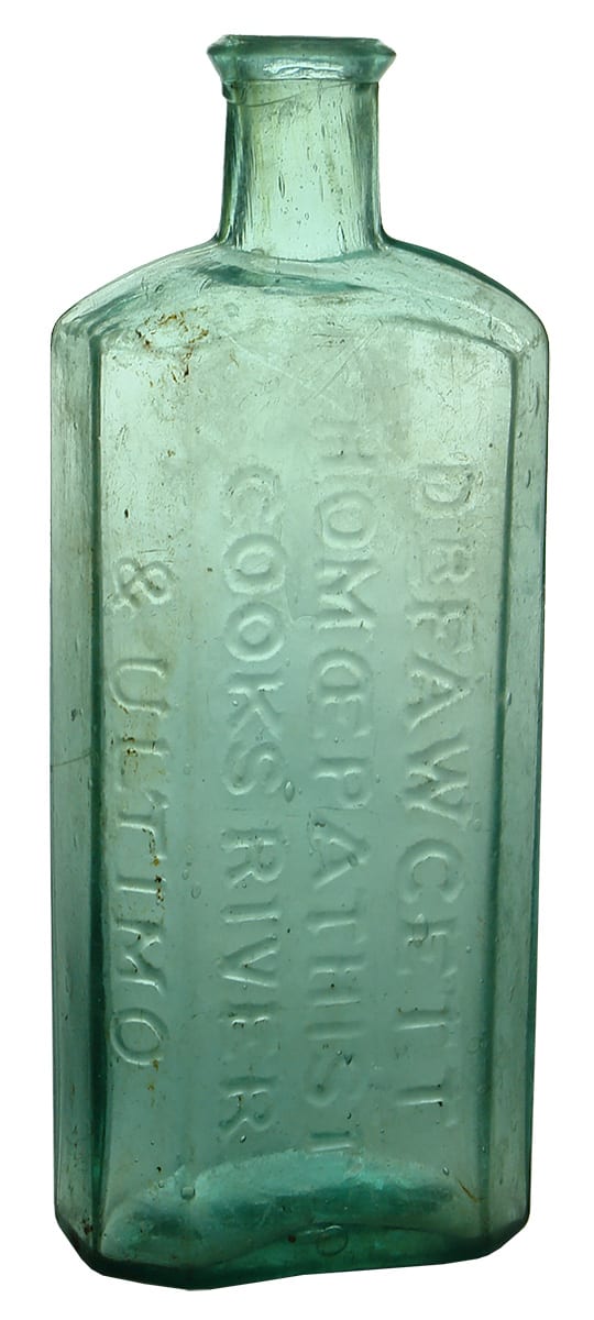 Fawcett Homoepathist Cooks River Ultimo Antique Bottle