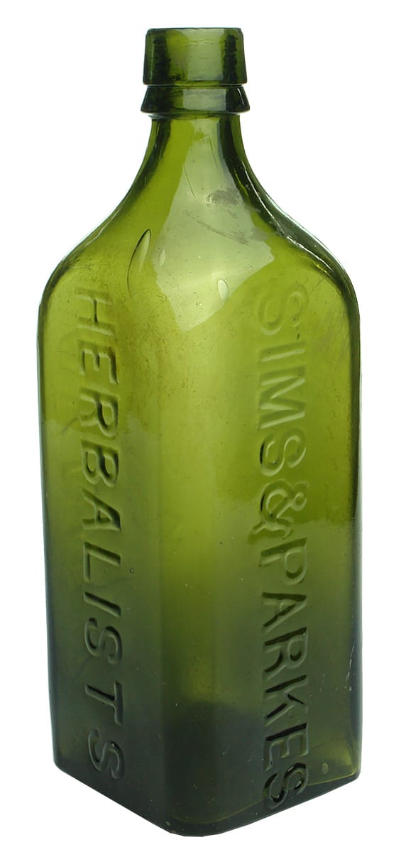 Sims Parkes Herbalists Sydney Antique Green Bottle