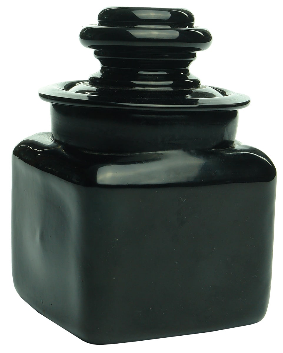 Black Glass Stoppered Pharmacy Bottle