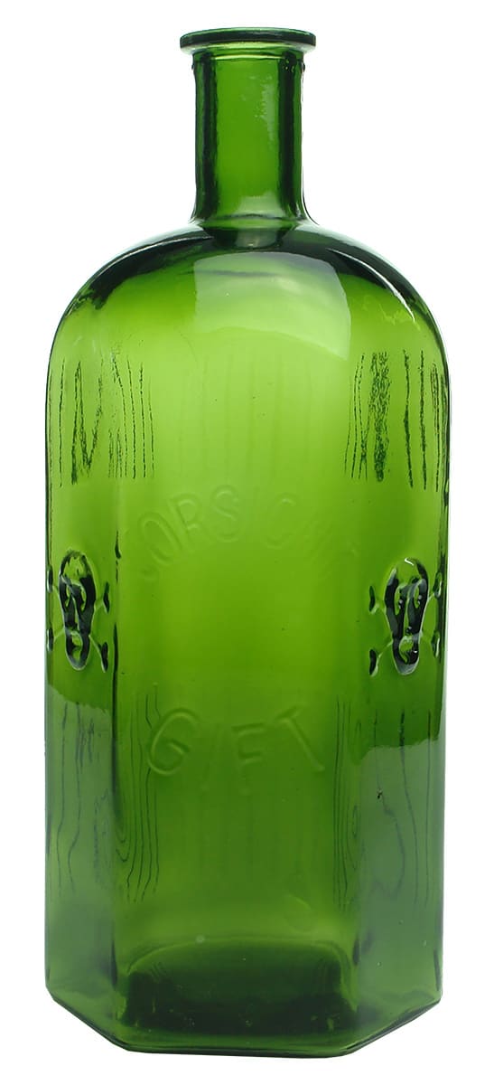 Vorsicht Gift Skull Crossbones Green Antique Bottle