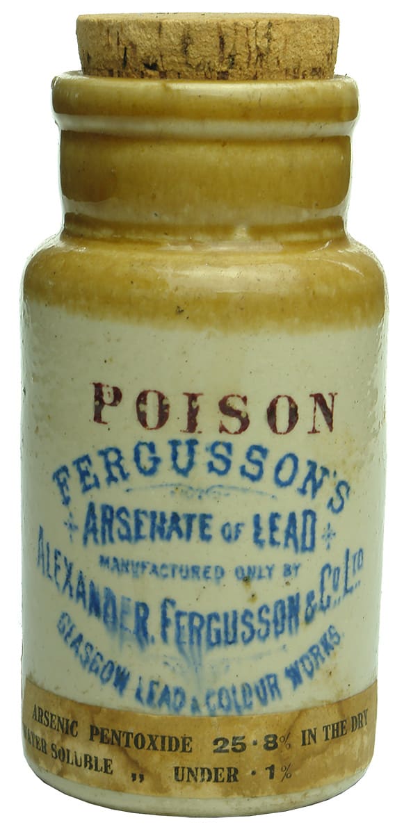 Fergussons Arsenate Of Lead Poison Stone Jar