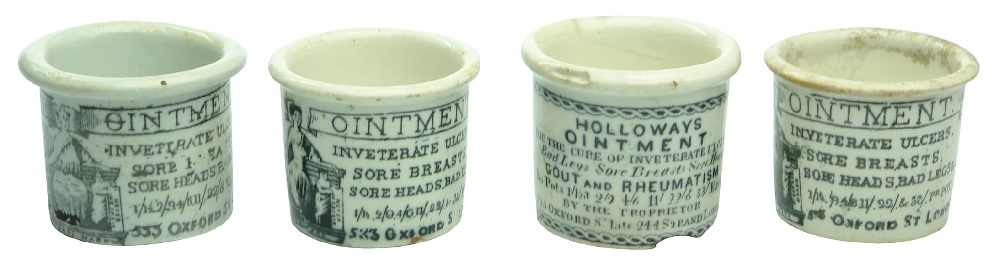 Antique holloways Ointment Pots