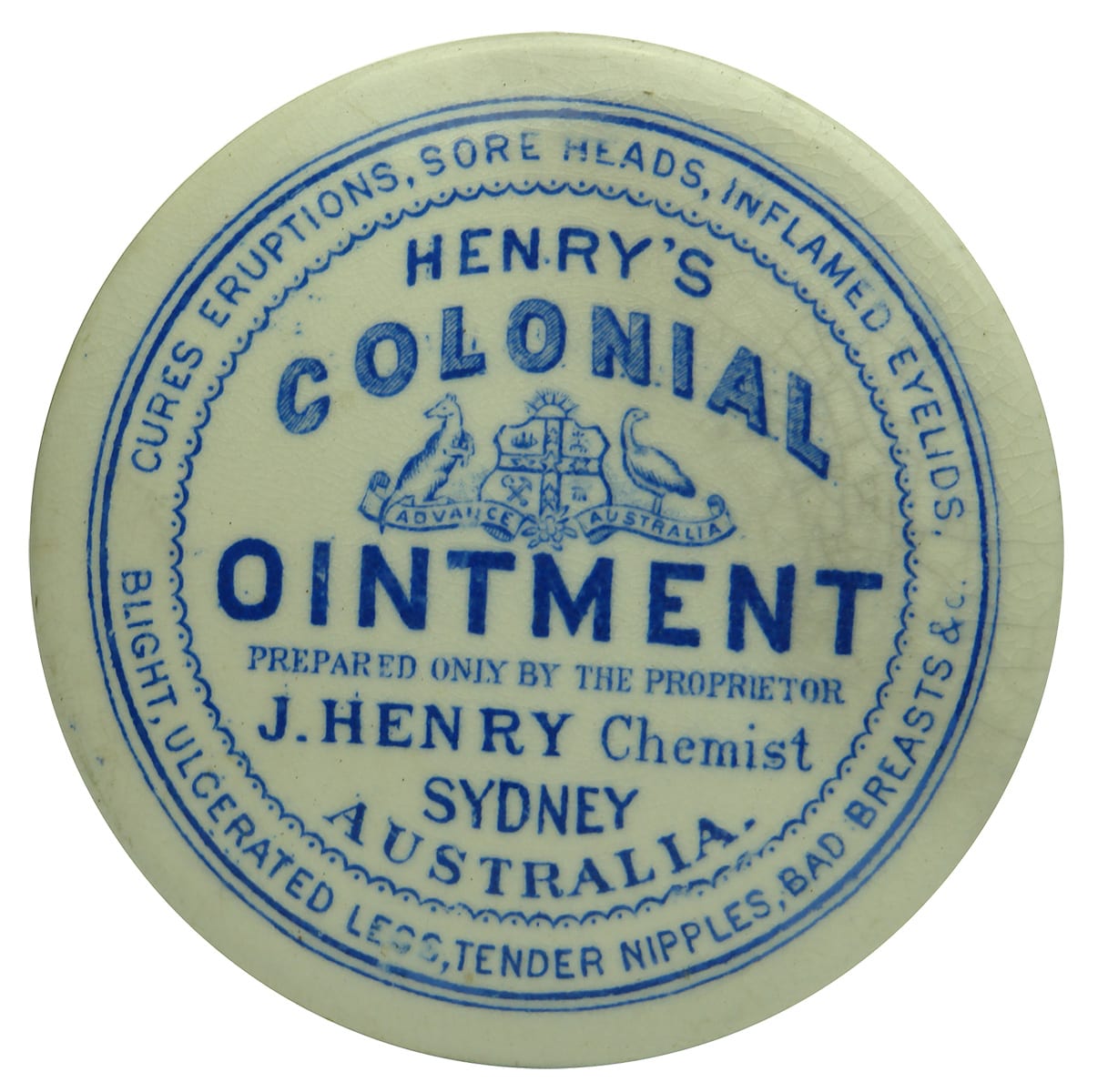Henry's Colonial Ointment Pot Lid