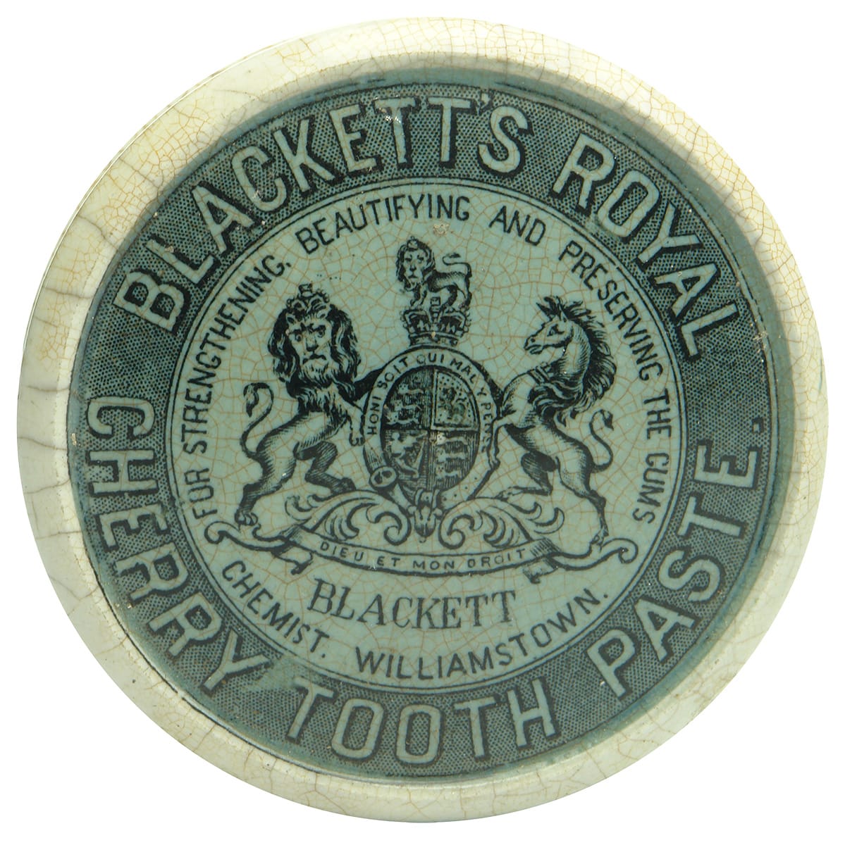 Blackett's Royal Tooth Paste Williamstown Pot Lid