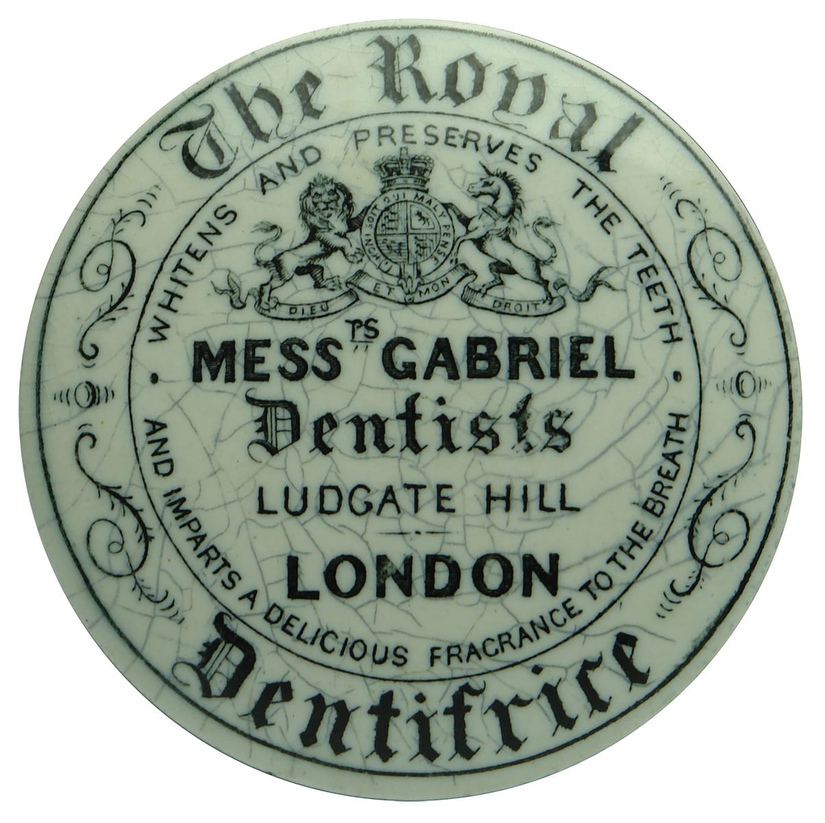 The Royal Dentifrice Gabriel Dentists Pot Lid