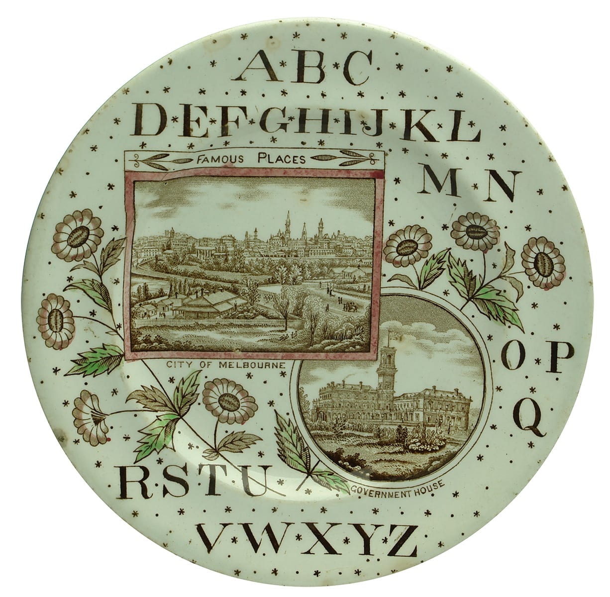 Famous Places Alphabet Antique Melbourne Plate