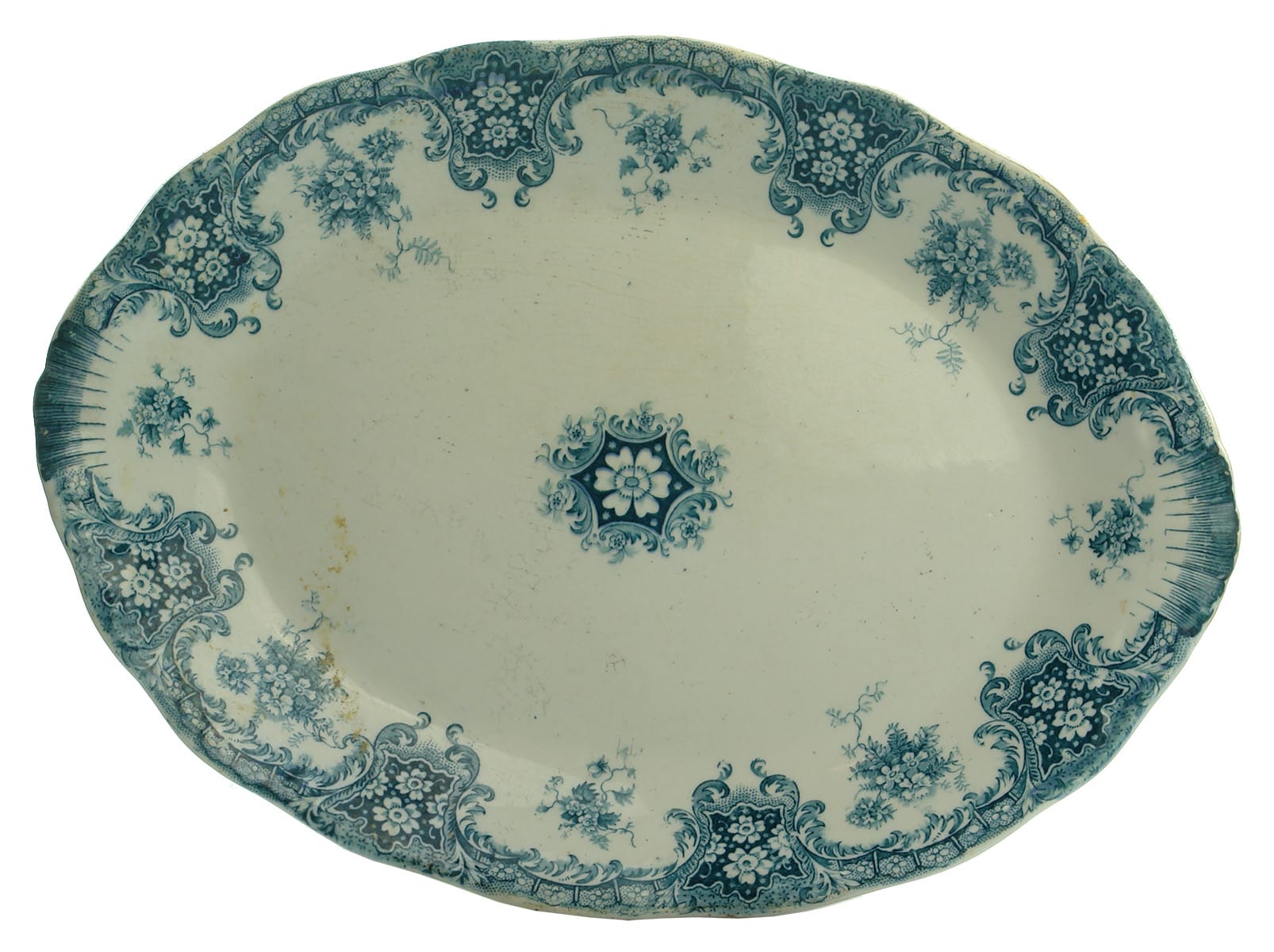 Antique Blue White Serving Plate