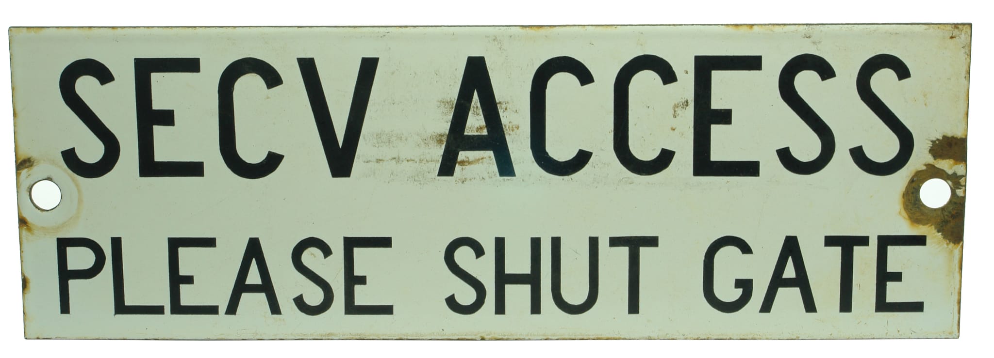SECV Access Please Shut Gate Enamel Sign