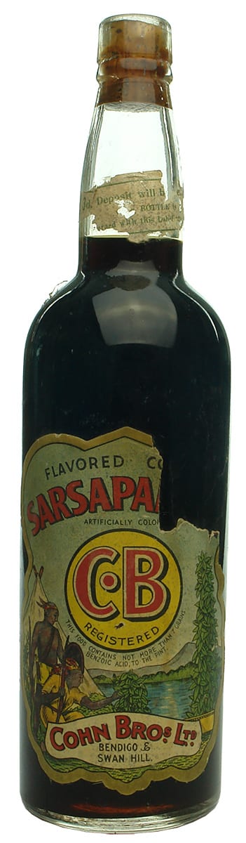 Cohn Bros Sarsaparilla Bendigo Swan Hill Old Bottle