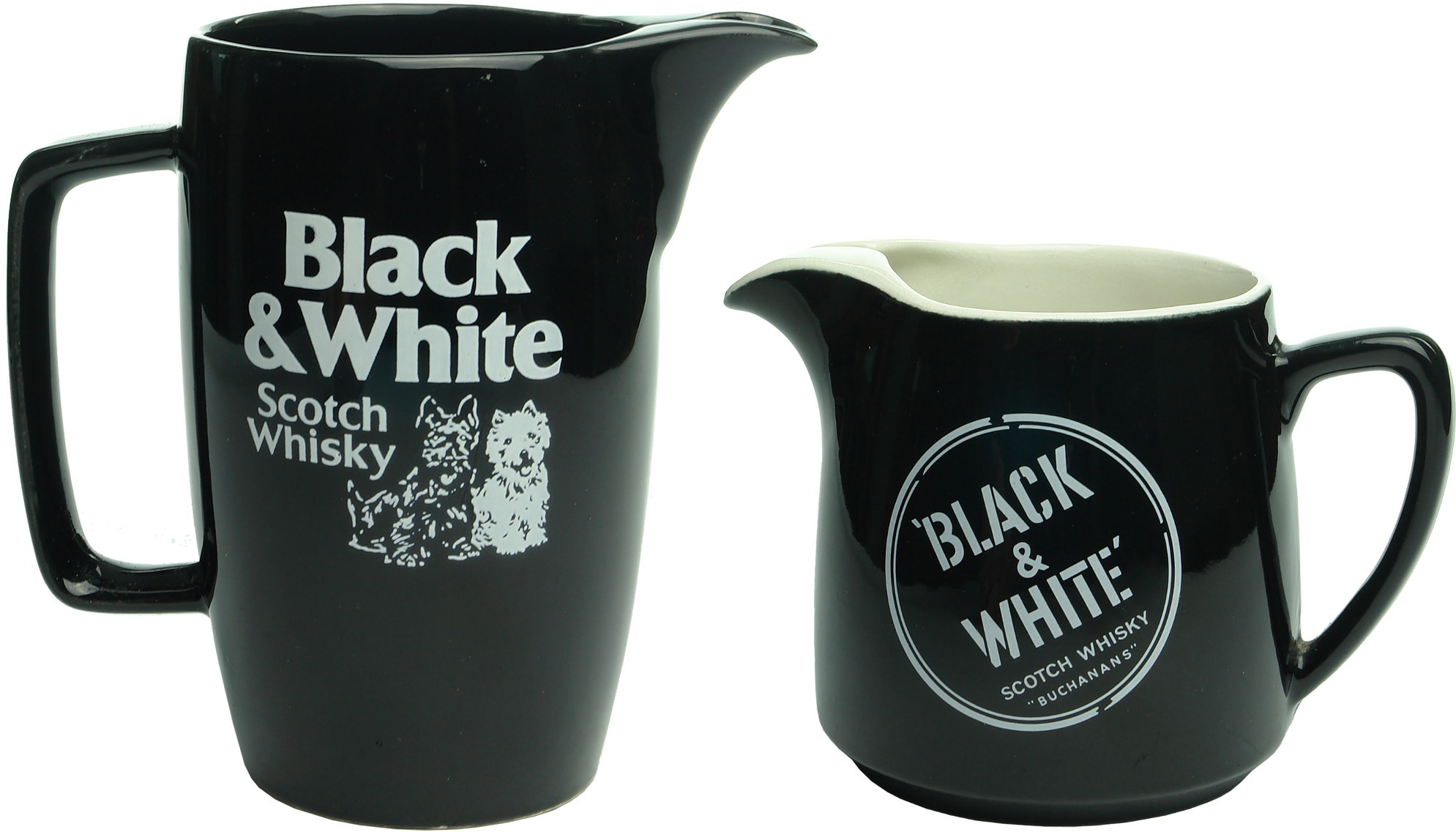 Black and White Scotch Whisky Water Jugs
