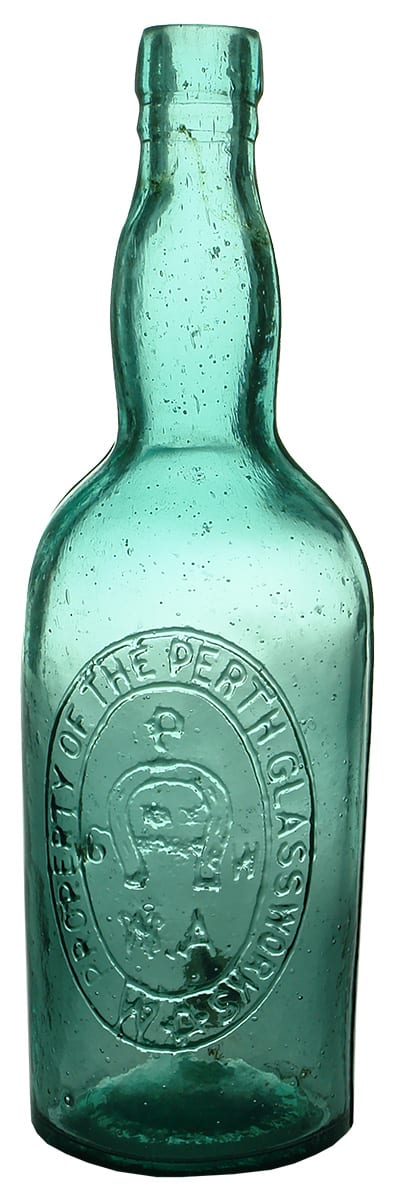 Perth Glass Works Antique Turquoise Coloured Bottle