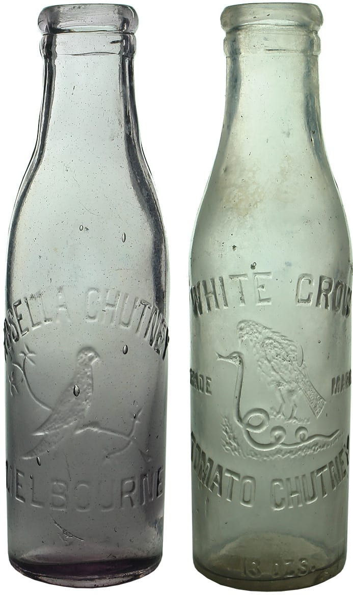 Rosella White Crown Antique Chutney Bottles