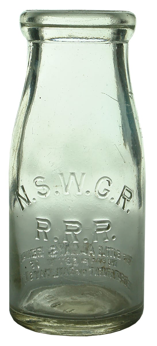 NSW Government Railways Refreshment Rooms Milk Bottle