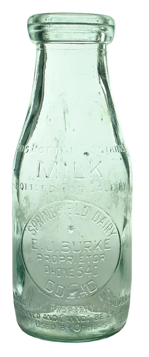 Springfield Dairy Burke Colac Milk Bottle