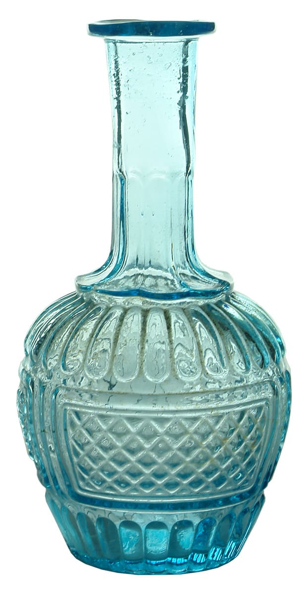 Antique Blue Sauce Bulbous decorated bottle