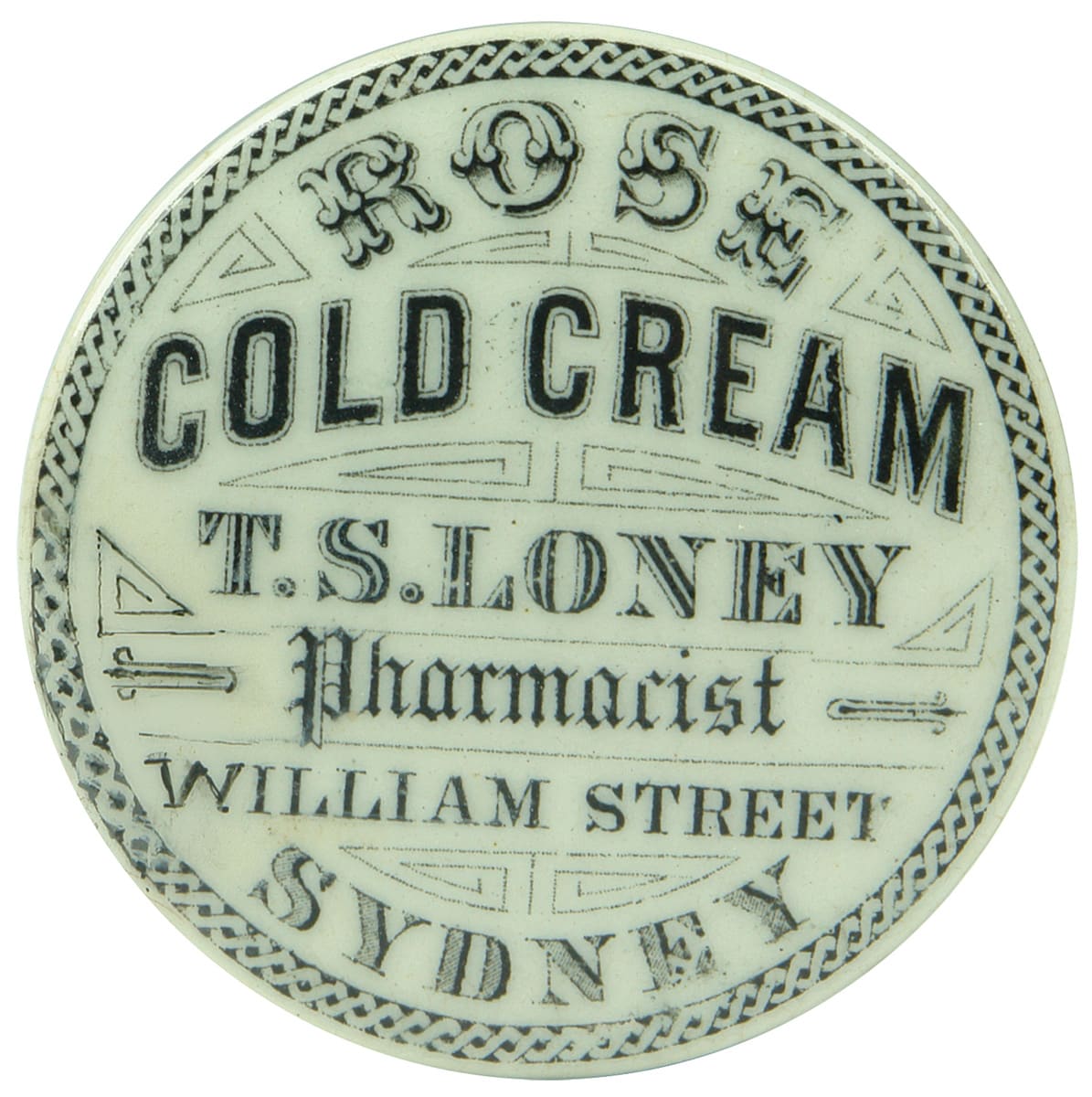 Loney Pharmacist Sydney Rose Cold Cream Pot Lid