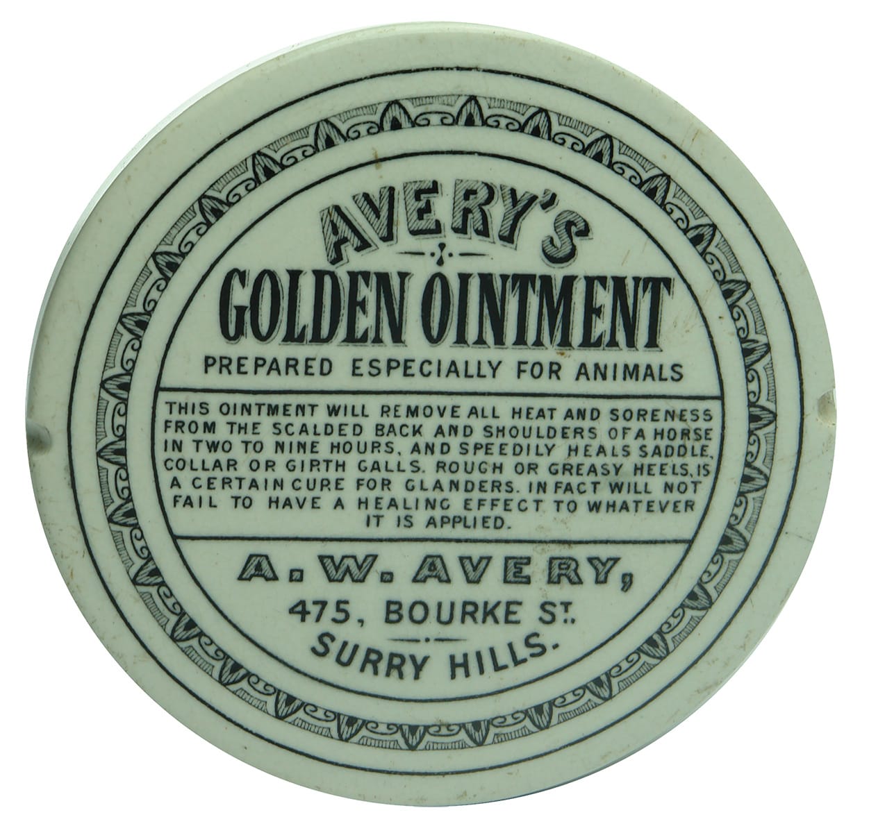 Avery's Golden Ointment Surry Hills Pot Lid