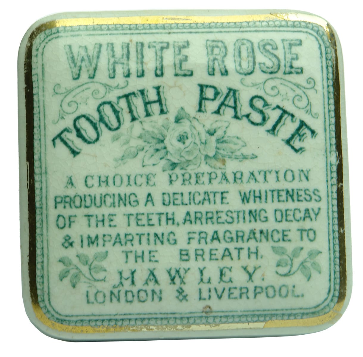 Hawley Liverpool White Rose Tooth Paste Pot Lid