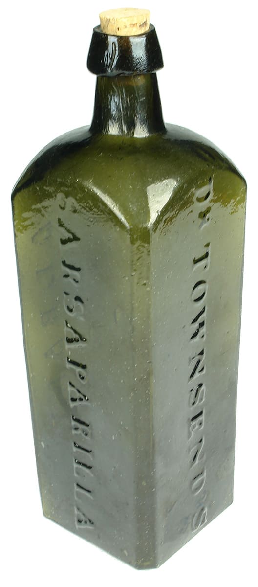 Dr Townsend's Sarsaparilla Albany Black Glass Bottle