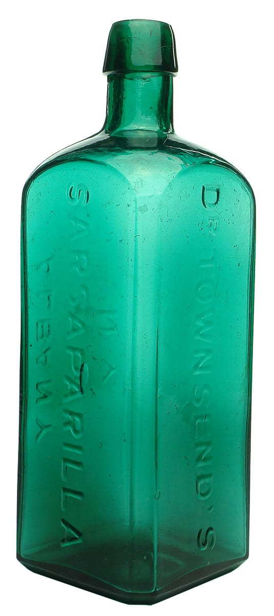 Dr Townsend's Sarsaparilla Albany Teal Glass Bottle