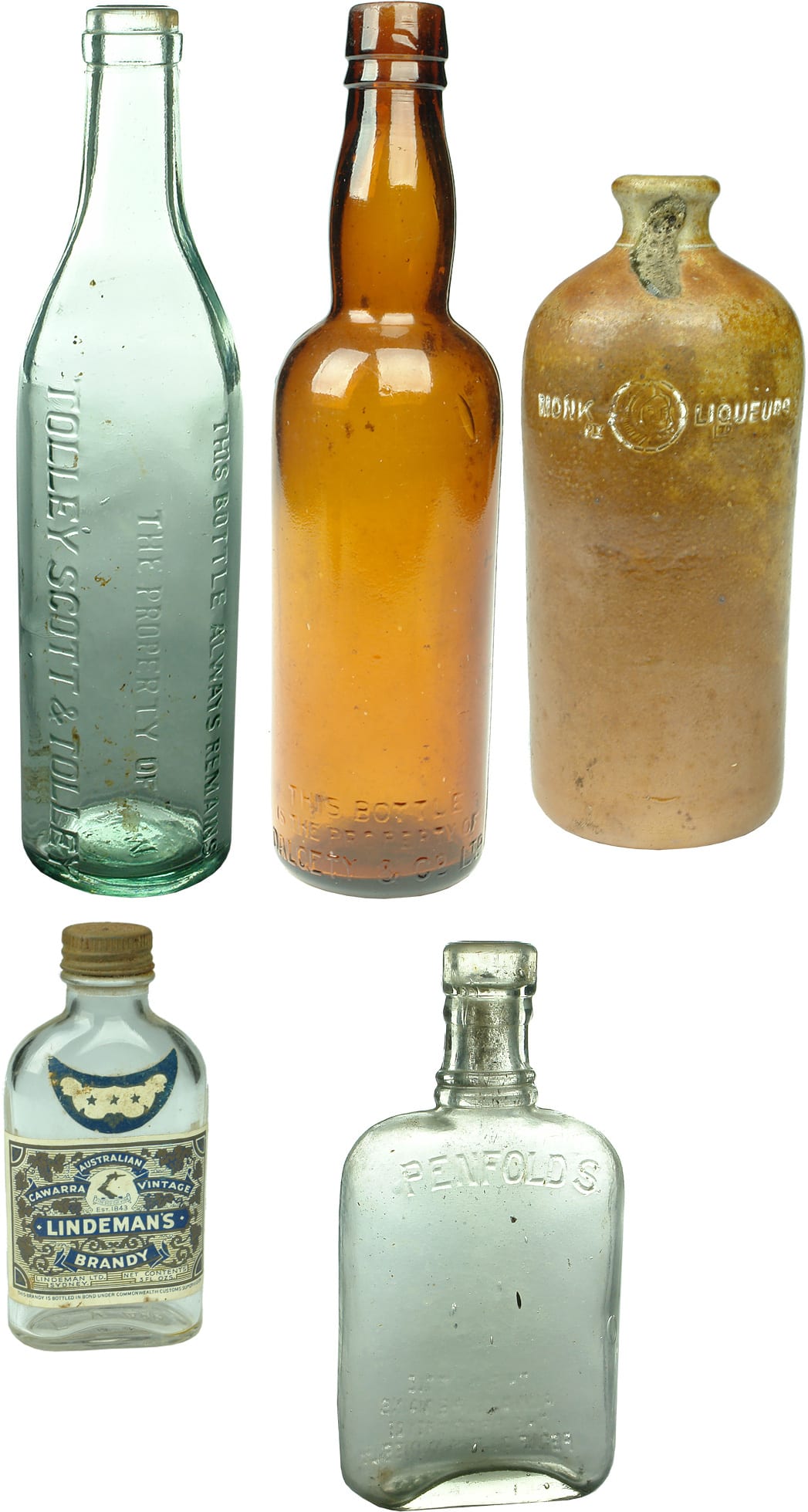 Antique Old Spirits Wine Bottles