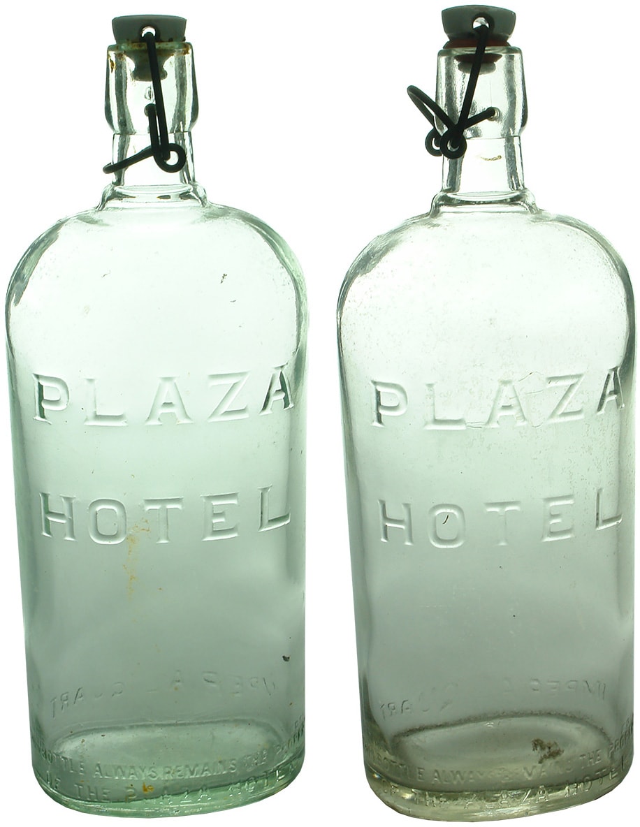 Plaza Hotel Old Vintage Quart Bottles