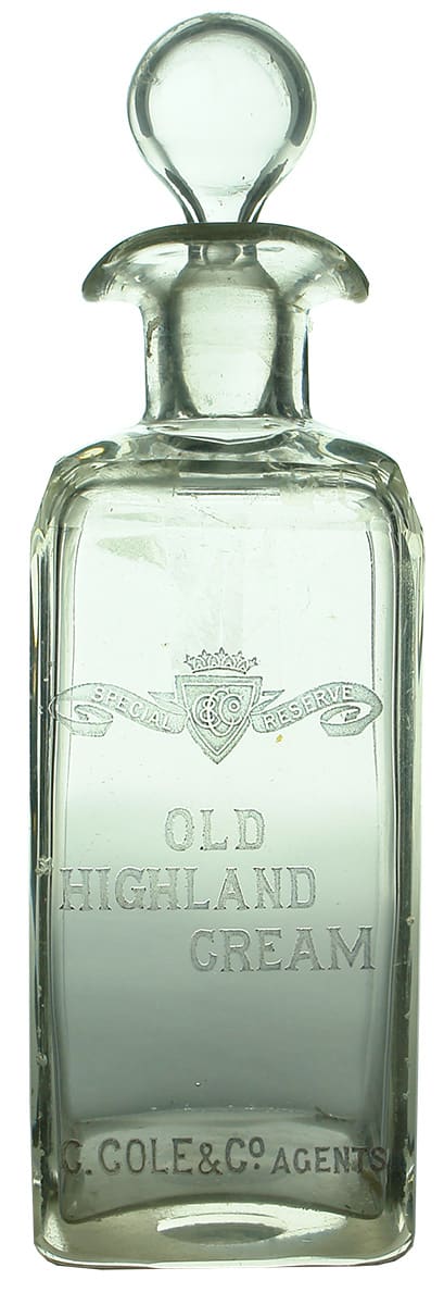 Chas Cole Geelong Special Reserve Old Highland Cream Whisky Decanter