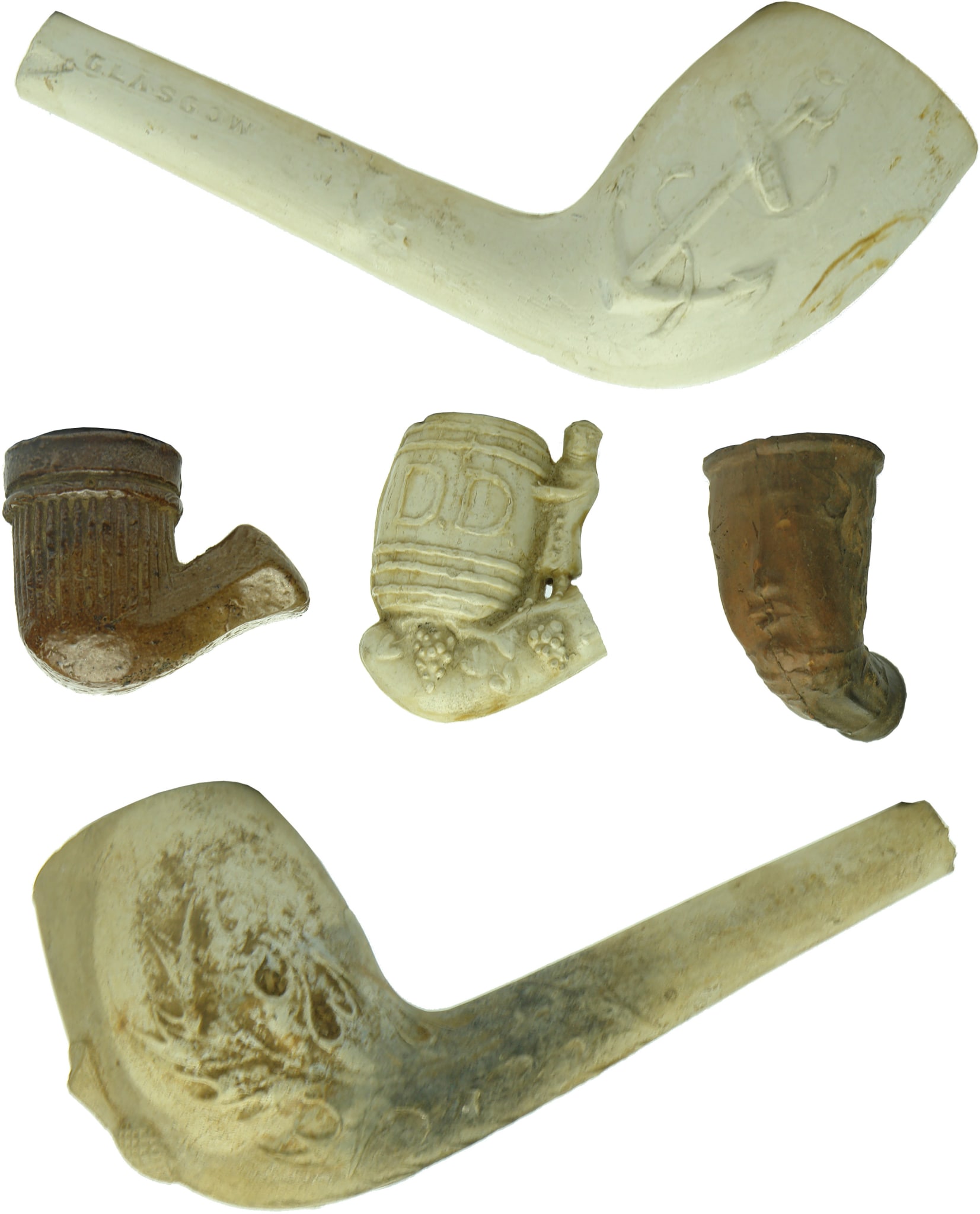 Old Antique Clay Pipes