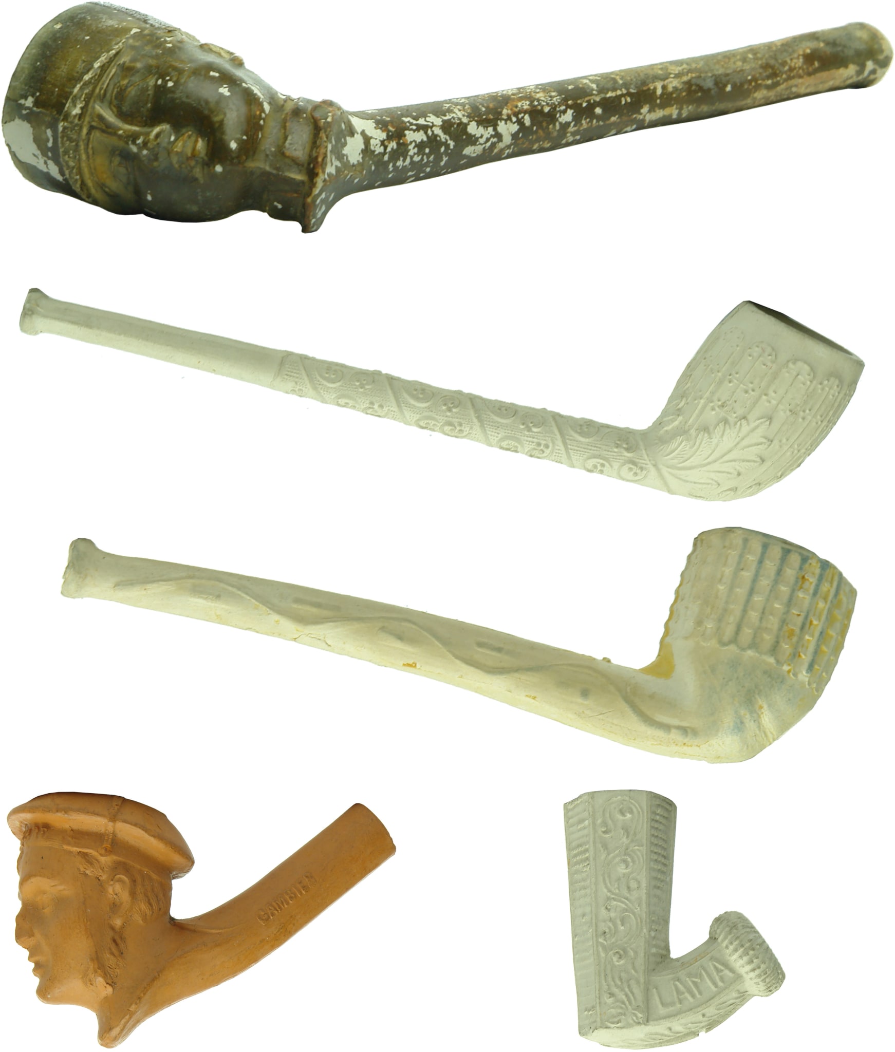 Old Antique Clay Pipes