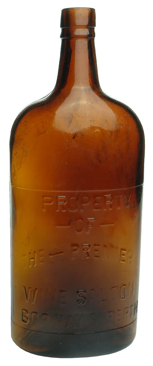 Premier Wine Saloon Perth Antique Amber Bottle