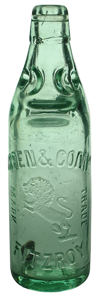 Green Fitzroy Rampany Lion Codd Marble Bottle