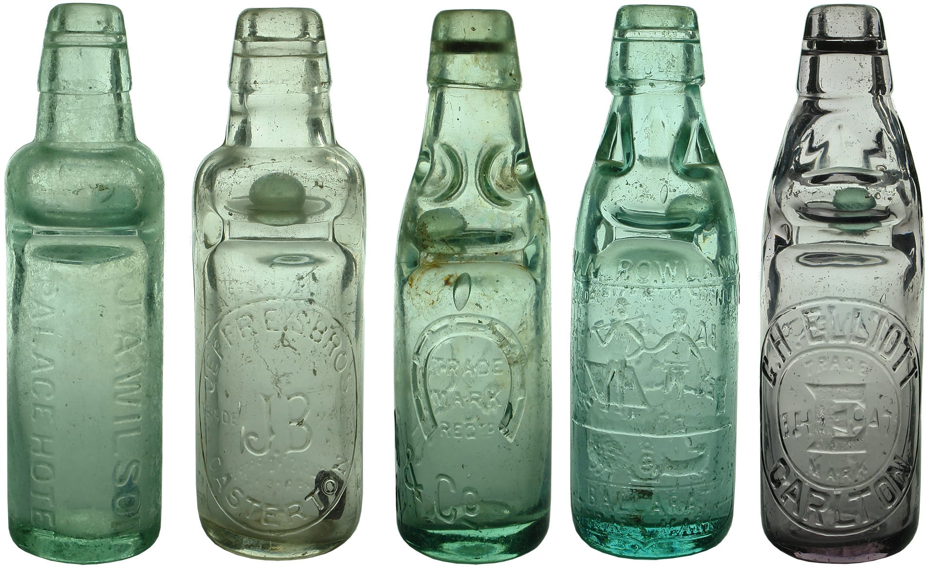 Old Antique Codd Marble Stoppered Bottles